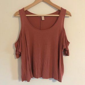 Cold Shoulder Flowy Top, Salmon Pink - Forever 21